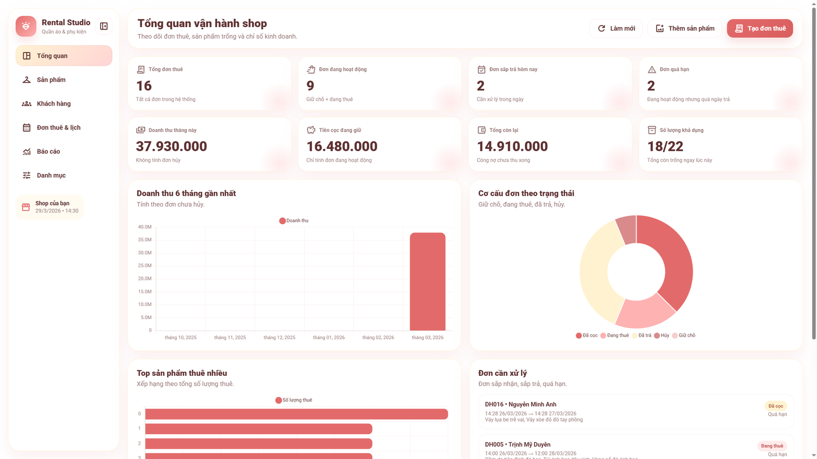 Web App - Quản lý thuê quần áo & phụ kiện thông minh, giúp quản lý thông tin khách hàng, lịch thuê nhanh chóng - Image 7