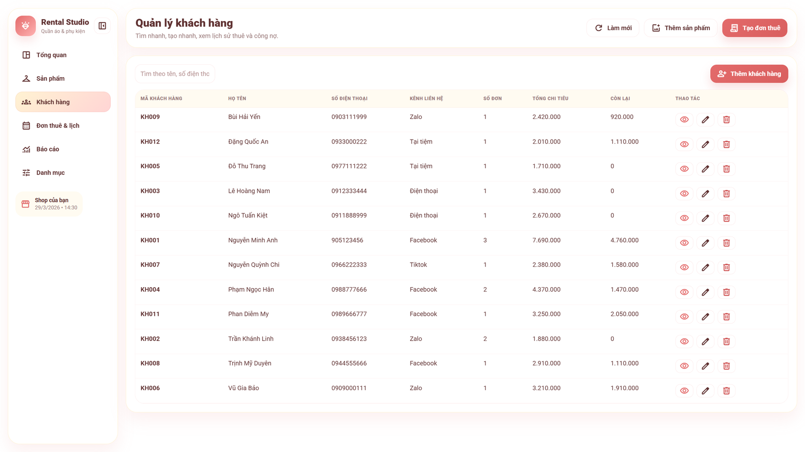 Web App - Quản lý thuê quần áo & phụ kiện thông minh, giúp quản lý thông tin khách hàng, lịch thuê nhanh chóng - Image 12