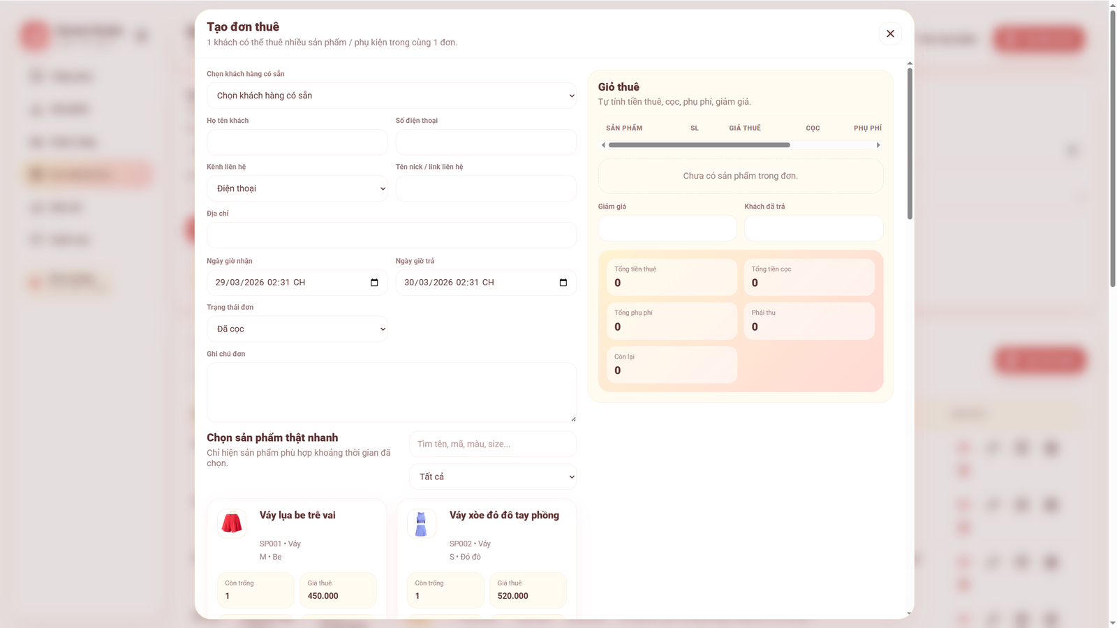 Web App - Quản lý thuê quần áo & phụ kiện thông minh, giúp quản lý thông tin khách hàng, lịch thuê nhanh chóng - Image 15