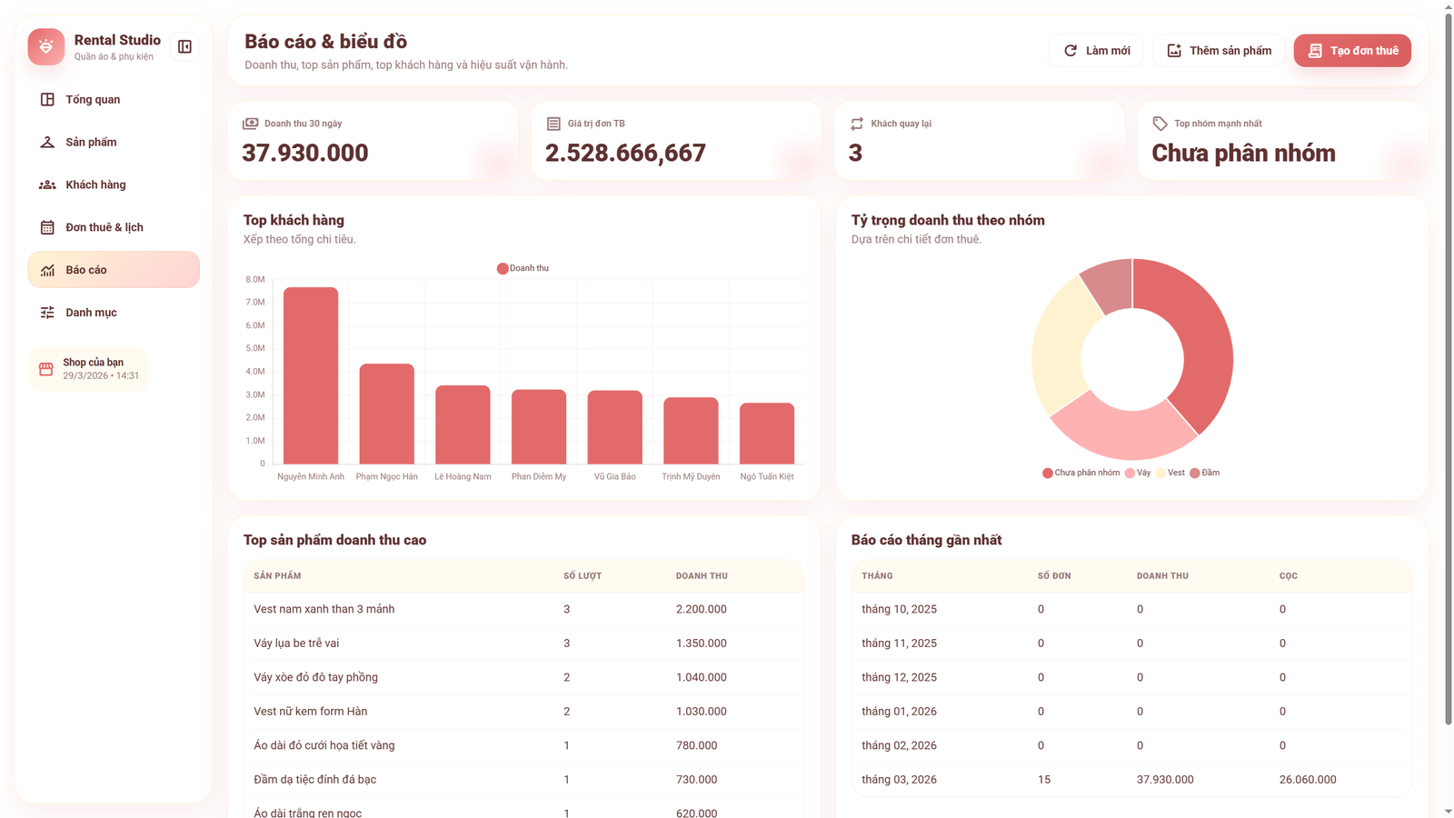 Web App - Quản lý thuê quần áo & phụ kiện thông minh, giúp quản lý thông tin khách hàng, lịch thuê nhanh chóng - Image 16