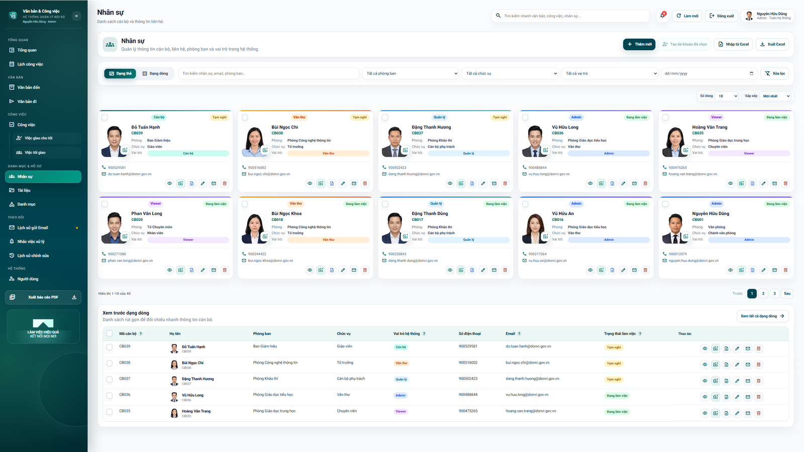 WEB APP - Quản lý văn bản đến / Đi, Công việc, Nhân sự 4.0 (Chuyên nghiệp, dễ dùng có hướng dẫn sử dụng chi tiết) - Image 7