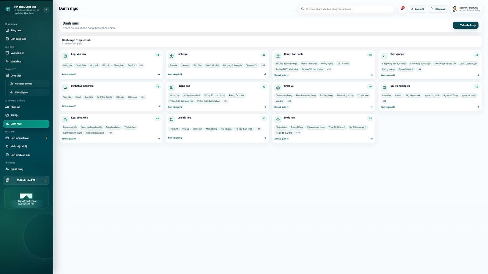 WEB APP - Quản lý văn bản đến / Đi, Công việc, Nhân sự 4.0 (Chuyên nghiệp, dễ dùng có hướng dẫn sử dụng chi tiết) - Image 9