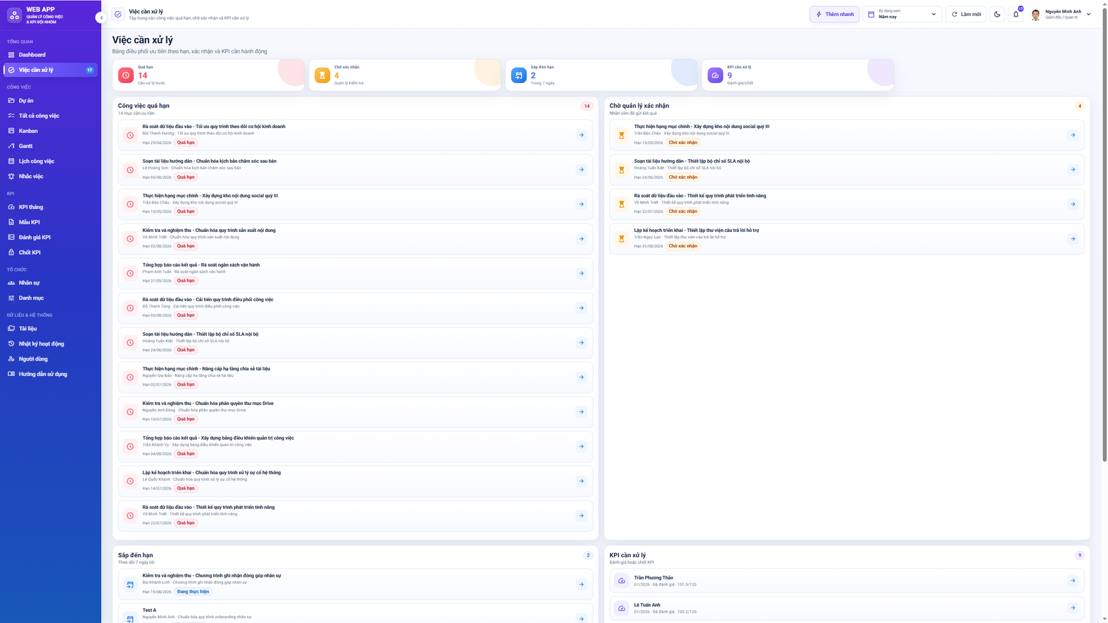 WEB APP - Quản lý Công việc & KPI Đội nhóm (Tính KPI, duyệt tiến độ, công việc, có email nhắc việc tự động) - Image 5